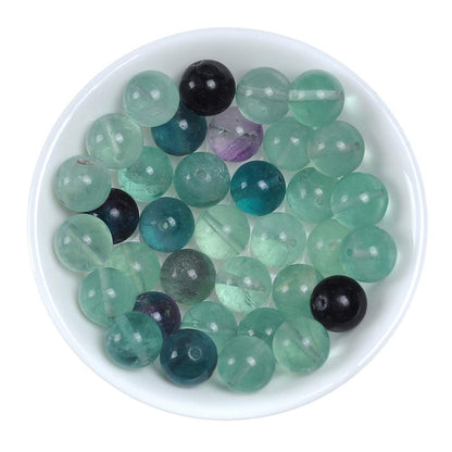 10mm Natural Fluorite Gemstone Round Loose Beads Crystal Stone Bracelet Necklace Accessories Crafts for Jewelry Making DIY,1 Strand 15"