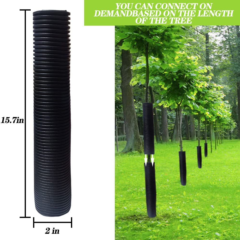 DredQcco Corrugated Tree Guards, 6Pcs Tree Trunk Protectors Guard Tube Wraps to Protect Bark 15.7-Inch Long, 2-Inch Diameter, Tree Saplings Plants Protectors from, Mowers,Trimmers… (Black)