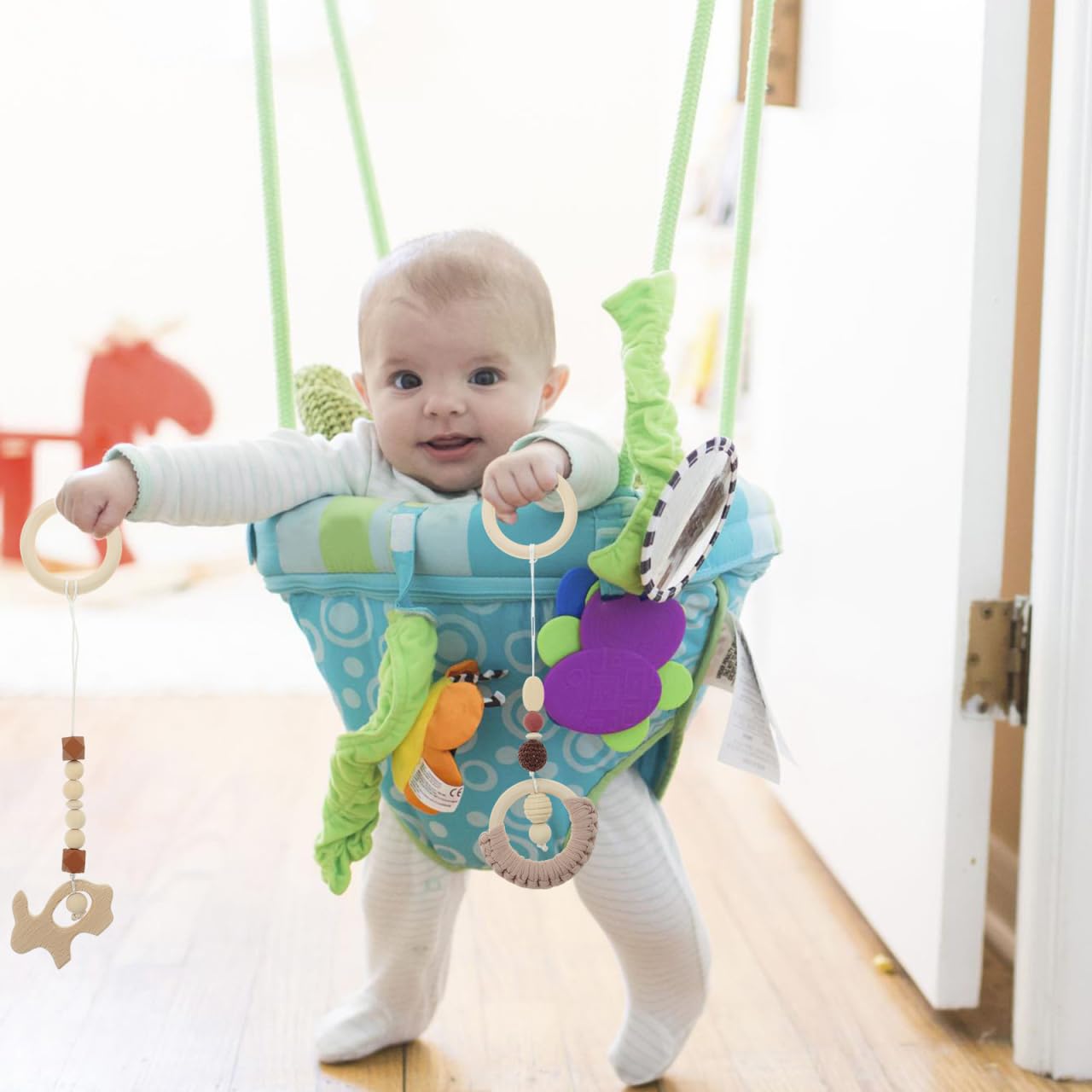 Toddmomy 4Pcs Wood Toys Wooden Hanging Toy Wood Activity Pendant Hanging Sensory Nursery Decor