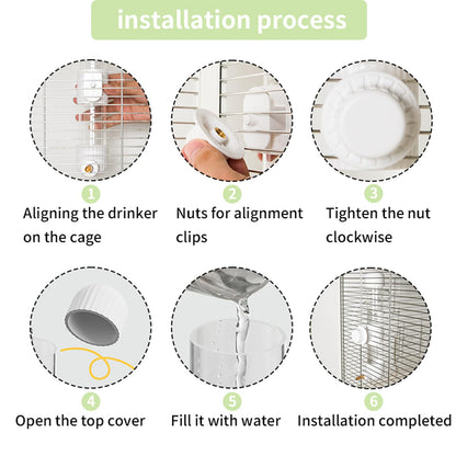 9.4 Fl Oz No Mess Bird Water Dispenser, Automatic Parrot Water Feeder with Spring Valve, Clear Cage Water Drinker for Parakeets Cockatiels Budgies Finch Lovebirds & Canary (White, 7.4 fl oz (220ml))