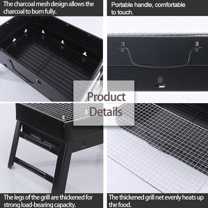 Portable Charcoal Grill Foldable 17" BBQ Charcoal Grill Compact Tabletop Barbecue Grill Small BBQ Grill for Outdoor Travel Backyard Picnic Beach