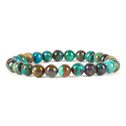 Cherry Tree Collection Chrysocolla Beaded Bracelet – Genuine 8mm Gemstone Stretch Bracelet for Men & Women – Handmade Crystal Bracelet - (Chrysocolla - S)