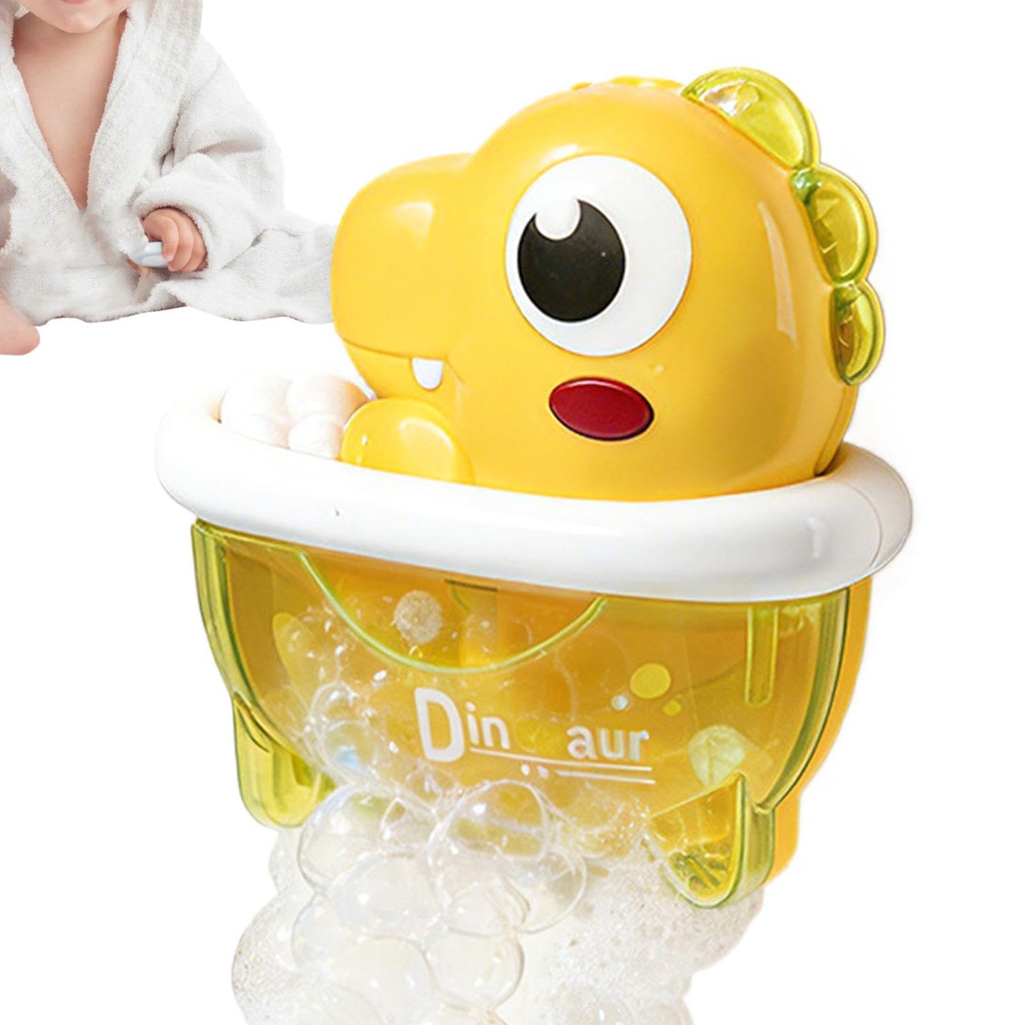 Dinosaur Bubble Machine – ABS 16.5x6.5x17cm | Light-Up Bath Bubble Machine | Shower Toy | Fun Automatic Maker for Kids, Bathroom Play, Bathtub Entertainment, Water Games, Party Fun and Indoo