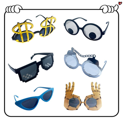 HEYTOP 16 Pack Funny Sunglasses Novelty Party Glassses Masks for Adults Cool Shaped Funny Party Eyeglasses, Photo Booth Props Sunglasses Dress Up Costume Glasses Pack