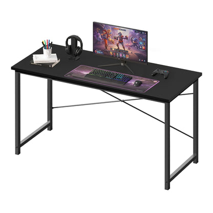 OLIXIS 55 Inch Computer Office Desk for Small Spaces, Writing Gaming Work Desk Modern Study Table with Storage Bag & Headphone Hook Home Bedroom, Black