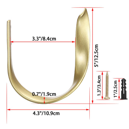 Sumnacon 2 Pcs Aluminum Alloy Curtain Holdbacks - Decorative Wall Mounted Drapery Tiebacks with Screws, Heavy Duty Window Treatment Holdbacks for Home Decor, Gold