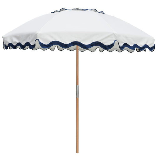 AMMSUN 7.8ft Seashore Umbrella, Outdoor Umbrella, Boho Patio Umbrella with UV 50+ Air Vent Ash Wood Pole Carry Bag & Water-Resistant Canvas