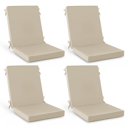 Summsun Outdoor Dining Chair Cushions 4 Pack, Water Resistant High Back Patio Seat Cushion Set with Ties, Removable Covers, Non-Slip Bottom for Garden Lawn Patio Furniture, 44 x 20 Inch, Cream