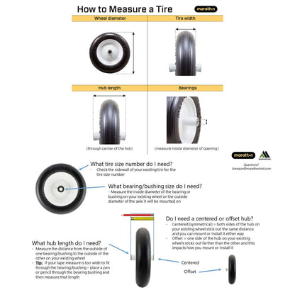 Marathon 4.10/3.50-6" Flat Free, Hand Truck / All Purpose Utility Tire on Wheel, 3" Centered Hub, 3/4" Bearings