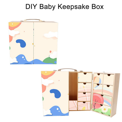 Vencer DIY Baby Keepsake Box - Handwritten Label Wood Newborn Memory Organizer for Baby Shower, Hair, Teeth, Pregnancy, Mother's Day, Maternity