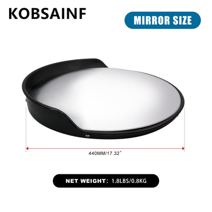 KOBSAINF 18 Inch Convex Mirror Outdoor with Adjustable Wall Fixing Bracket, Driveway Mirror for Wide Angle View Security Blind Spot