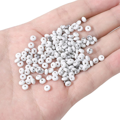 BEADIA Natural White Howlite Disk Stone Beads 4x2mm 160pcs Rondelle Loose Semi Gemstone Beads for Jewelry Making Design