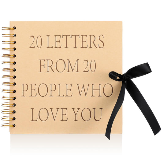 Jaloro Scrapbooks Gift Idea for Her DIY 20 Letters from People Who Love You Scrapbooks Craft Kit Bday Gift Include Kraft Coil Bound Notebook White Envelopes Glue Points for Friend Bestie 20th Birthday