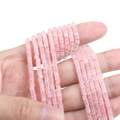 BEADIA Natural Rose Quartz Spacer Beads Caps Flat Round Loose Beads for Beading Jewelry Making 3mmx2mm 38cm