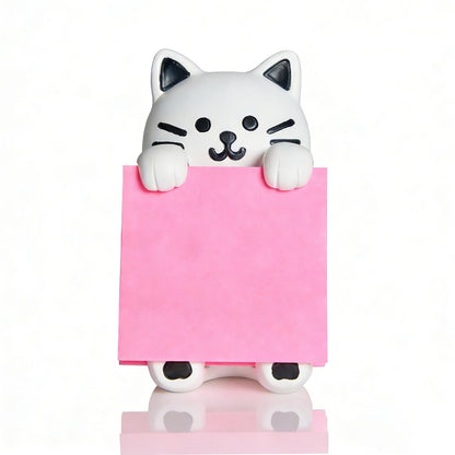 Cat Pop-up Sticky Note Dispenser, Includes 1 Pad of 3x3 in Super Sticky Notes, 100 Sheets, Resin Desk Holder for Office & Home
