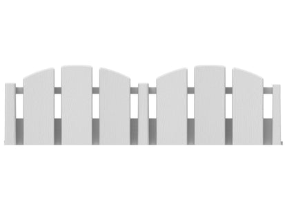EasyFlex No-Dig Landscape Edging with Anchoring Spikes, 4.5 in. Tall Decorative Adirondack Wood-Look Fence Garden Border, 15 Foot Kit, White (3600WT-15C-6)