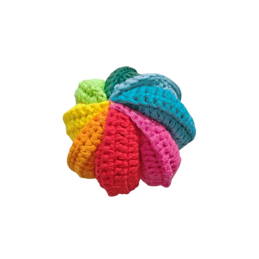 Adena Montessori Sensory Toys Soft Yarn Knit Ball for Babies 6-12 Months, Textured Sensory Toy for Grasping & Motor Skills, Safe Infant Toy for Tummy Time (Deep Colorful)
