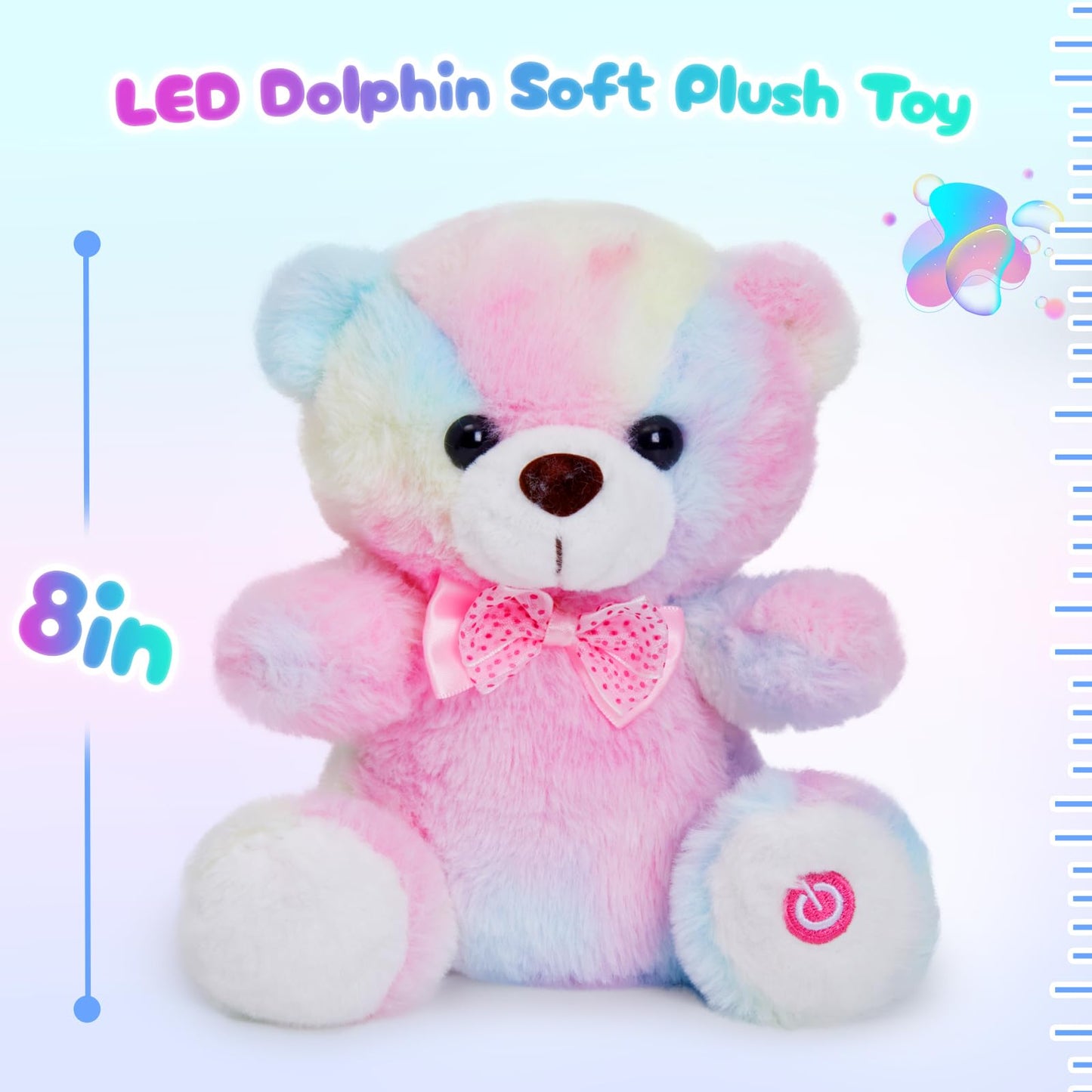 BSTAOFY Light up RainbowTeddy Bear LED Stuffed Animal Soft Nightlight Glow Bear Plush Toy Gifts for Kids Mom Girls Birthday Valentines, 8"