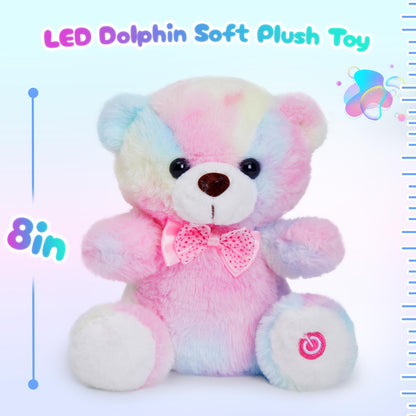 BSTAOFY Light up RainbowTeddy Bear LED Stuffed Animal Soft Nightlight Glow Bear Plush Toy Gifts for Kids Mom Girls Birthday Valentines, 8"