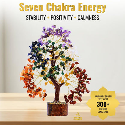ANAYA AGATE 7 Chakra Tree of Life Crystal Healing Money Tree for Home Living Decor, Office Desk Decor, Handmade Feng Shui Bonsai for Energy, Wealth & Good Luck, Birthday Gifts for Men, Women, Mom