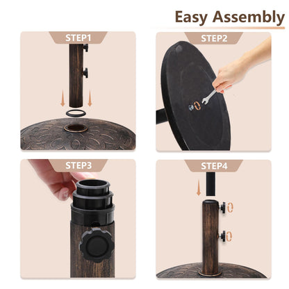 C-Hopetree 42 lb Heavy Duty Round Patio Base Stand for Outdoor Market Table Umbrella, Bronze