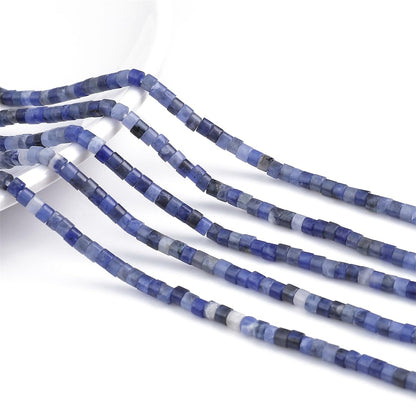 BEADIA Natural Blue Sodalite Spacer Beads Caps Flat Round Loose Beads for Beading Jewelry Making 3mmx2mm 38cm