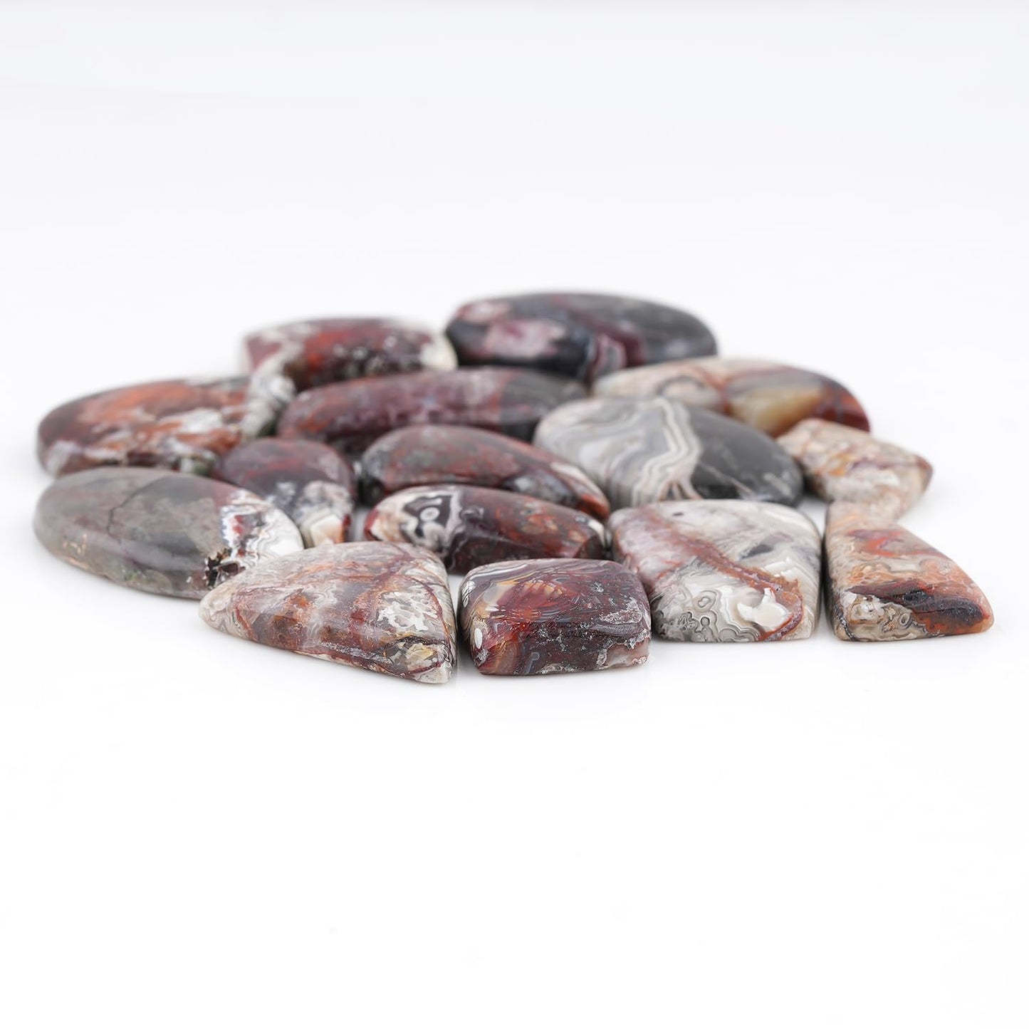 GemSymphony 100 Carat Natural Crazy Lace Agate Gemstone Cabochon Lot Mixed Shapes – 5 pcs Hand Polished Crystal Stones for Jewelry Making Supply, Healing, Reiki, Craft Supplies, Unique Cab Set for Wire Wrapping & Collectors (10-20 mm)