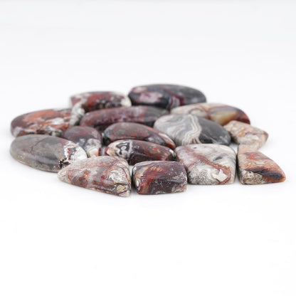GemSymphony 100 Carat Natural Crazy Lace Agate Gemstone Cabochon Lot Mixed Shapes – 5 pcs Hand Polished Crystal Stones for Jewelry Making Supply, Healing, Reiki, Craft Supplies, Unique Cab Set for Wire Wrapping & Collectors (10-20 mm)