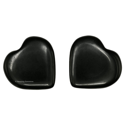 Amazing Gemstone Black Tourmaline Stone Heart - Pack of 2 Crystal Heart Stones Rocks - Corazones De Piedra Crystals and Healing Stones Heart Shaped Crystal - Stocking Stuffers Gifts