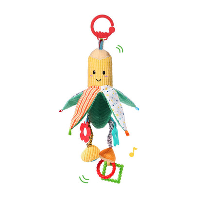PHEZAPA Hanging Rattles Crib & Car Seat Toys for Babies 0-12 Months with Crinkle, Squeaky & Teether, Sensory Corn Soft Stuff Stroller Toys for Newborns, Boys Girls Gifts