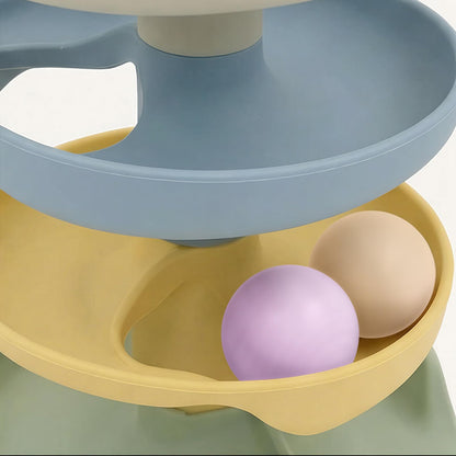 Little Rawr Silicone Ball Drop Tower Toy for Toddlers, 4-Tier Rolling Ramp Track with Wooden Balls, Soft Food-Grade Silicone Montessori Toy for Early Learning, Fine Motor Skill Development, Ages 1–3