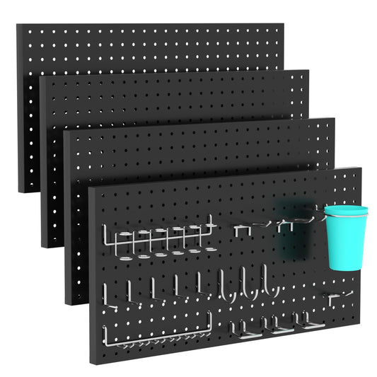 HUZJIEHUI 4 PCS - 12" W x 24" H x 0.78" D Metal Pegboard Wall Organizer, Compatible with All 1/8" and 1/4" Hooks, Suitable for Wall Home, Garage Tool Storage, Office Organization, Craft Room, Kitchen