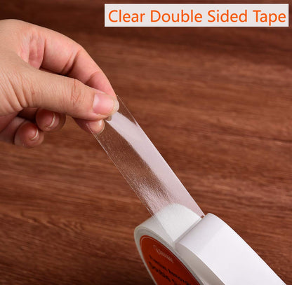 i frmmy Removable Clear Double Sided Sticky Tape- No Residue, Perfect for Gift Wrap, Woodworking- 1 inches x 20 Yards (2 Rolls)