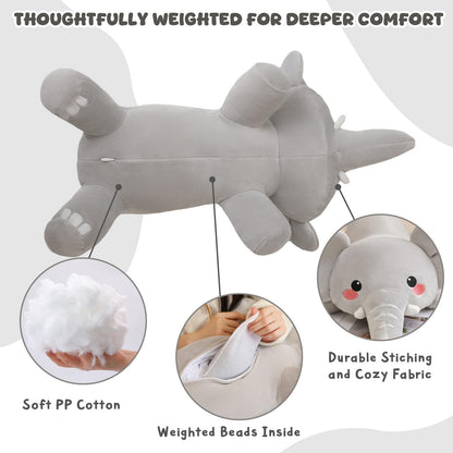 TOYSYM Weighted Stuffed Animals, 3.74 lbs Elephant Stuffed Animal with Weighted Beads, Cute Plush Toy Pillow Gifts for Adults Kids Boys Girls