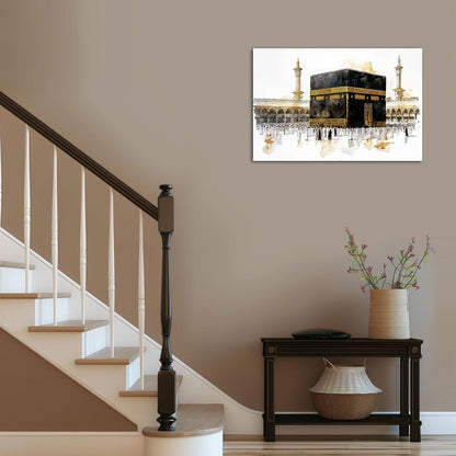 TIEHAOMAI Islamic Canvas Wall Art Muslim Pilgrims Poster Islamic Mural Canvas Prints Mecca Mosque Paintings for Living Room Decor（Mosque-1,12x18inch (30x45cm)