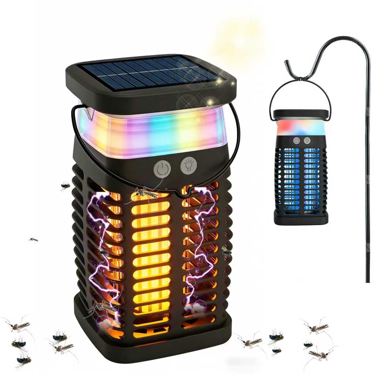 Syluris Bug Zapper Indoor Outdoor, Solar Mosquito Zapper with RGB Light & Reading Lamp Portable & Rechargeable, Waterproof Fly Zapper for Home Backyard, Patio
