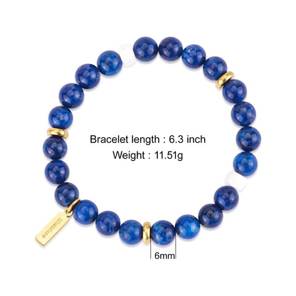 MesoAura Natural Garnet Bracelet – handmade Crystal Healing Jewelry for Women & Men – Root Chakra Balance, Vitality & Courage Energy Stone – Zodiac Capricorn Aquarius – Spiritual Gemstone Beaded Bracelet (Third Eye Chakra – Lapis Lazuli Fantasia bracelet)