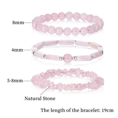 IVY TAILI 3Pcs Rose Quartz Bracelets for Women 8mm Pink Quartz Bracelet Natural Stone Beaded Bracelets Handmade Stretch Gemstone Bracelet Healing Crystal Healing Jewelry Gifts for Women Girls