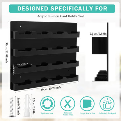 Geelin 2 Pcs Acrylic Business Card Holder Wall Mount Black Business Card Display Holder with Hanging Hardware Vertical Sticker Display Rack Organizing Stand for Office Home (16 Pockets)