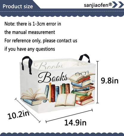 Sanjiaofeng Rectangular Kids Basket Book Storage Bins,Boys and Girls Storage Basket with Handles.Clothers,Toys,Books,Kid's Gifts Bins. (Book)