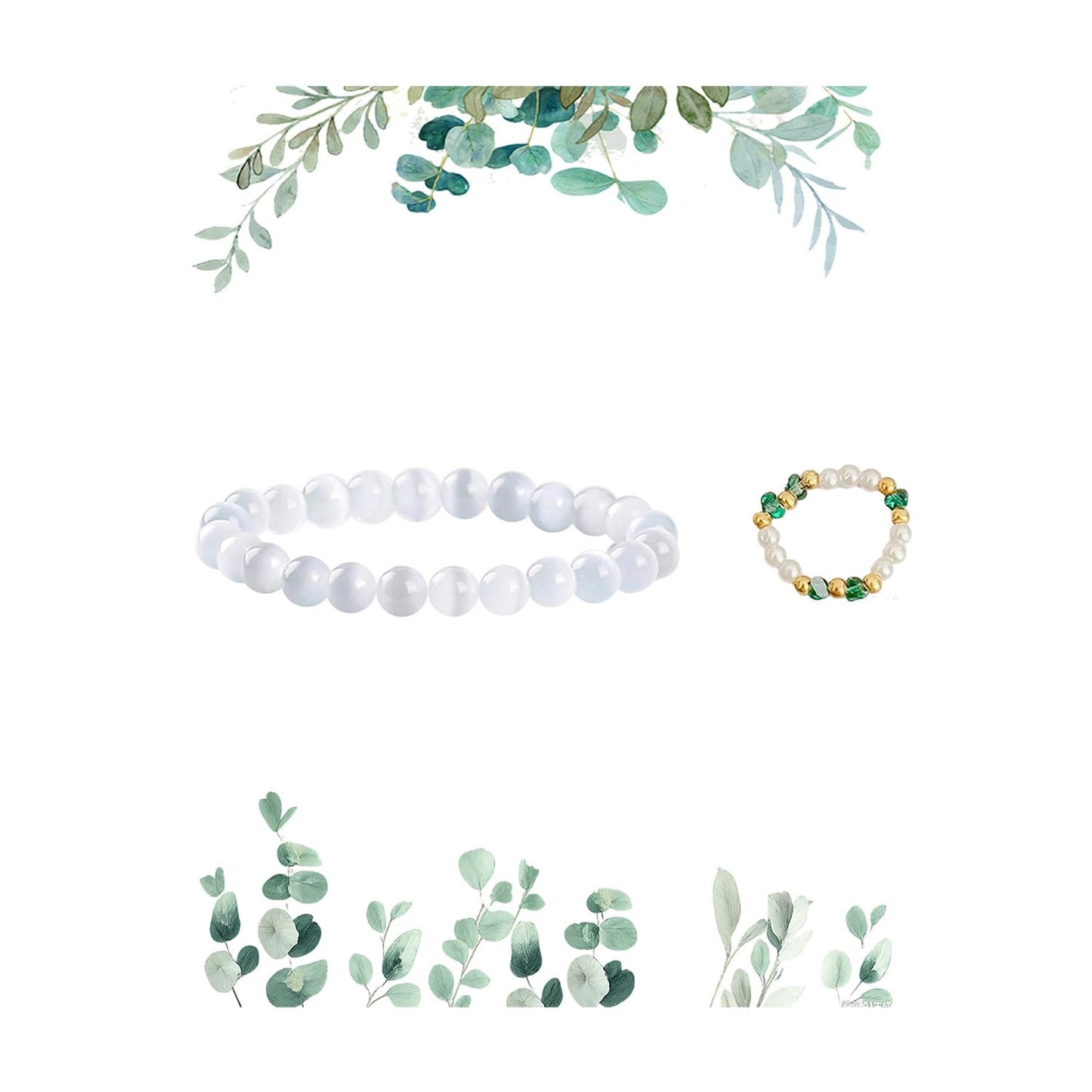 Orivora Handmade 8mm Crystal Stretch Bracelets for Women, Natural Gemstone Healing Jewelry, Positive Energy & Chakra Beaded(Cat's Eye Set)