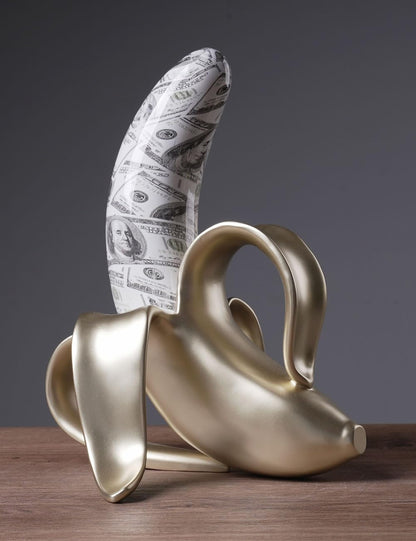 NENBOLEC Banana Statue Abstract Sculpture Decor Modern Gift Table Centerpiece Figurine for Home Room Office Polyresin 13.4 Inch