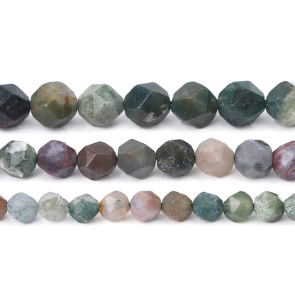 BEADIA Faceted Natural Indian Agate Stone Round Beads 8mm 36cm/Strand for Jewelry Making