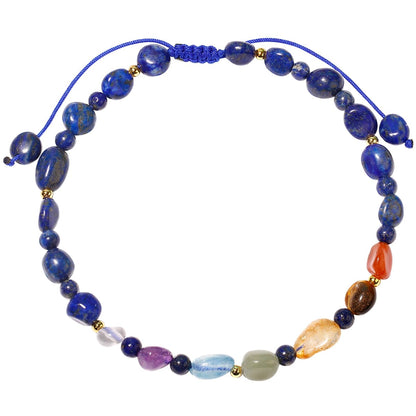 Jewever 7 Chakra Crystals and Stones Anklet Irregular Tumbled Gems Beaded Ankle Bracelets for Women Spiritual Energy Meditation Yoga Healing Jewelry Mom's Gifts (Lapis Lazuli)