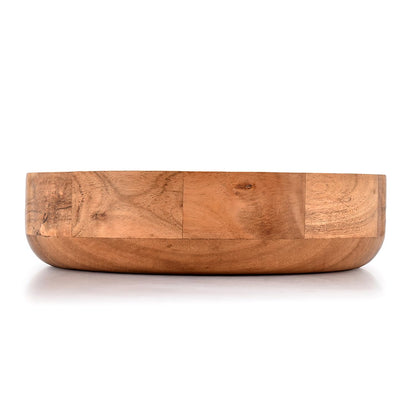 Kaizen Casa Wooden Round Shaped Serving Bowl for Fruit,Dessert Platter Tray Dish Kitchen Dining Fruit,Dessert,Snack