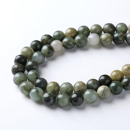 36pcs 10mm Natural Green Hair Quartz Stone Beads for Jewelry Making DIY Bracelet Necklace Accessories 15" Energy Healing Power Round Stone Beads (10mm, Green Hair Quartz)