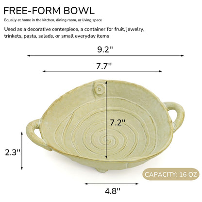Nagpew 2 Piece Ceramic Decorative Bowl, Handmade Key Bowl for Entryway Table with Handles, 7.7'' Candy Dish Fruit Holder for Office Desk, Bedroom, Kitchen, Microwave Dishwasher Safe