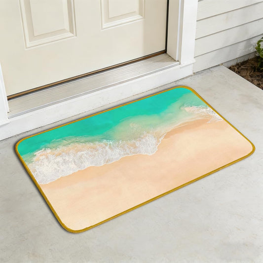 Tenobet Waves Door Mat, Linen Indoor Outdoor Entry Mat, Beach Summer Decor Welcome Mat Front Door, Ocean Non Slip Rubber Floor Mat, Easy Clean Rug, Funny Porch Decor (Waves, 17 x 29.5 Inches)