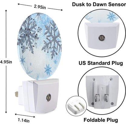 Olikked Plug-in Winter Frost Scene Night Light Sparkling Winter Crystals Snowflakes Nightlight with Dusk to Dawn Sensor, Auto On/Off 0.5W Energy-Saving LED Lighting for Sleep Friendly