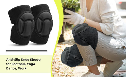 Sefexn Anti-collision Knee Pads, Adjustable Knee Support Patellar Fixation Protection with Thick EVA Foam Lining for Outdoor Sports and Gardening Working, 1 Pair Black One Size